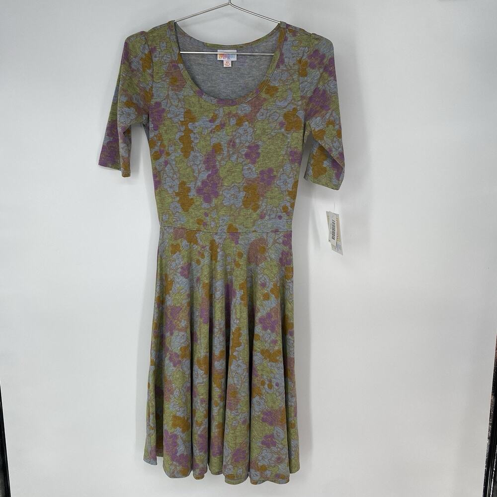 Lularoe Nicole Fitted Bodice Full Skirt Scoop Neck Dress Women's Size XS